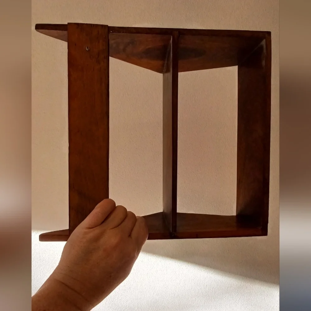 Set Of Two Vtg MCM Wooden Trinket Shelves